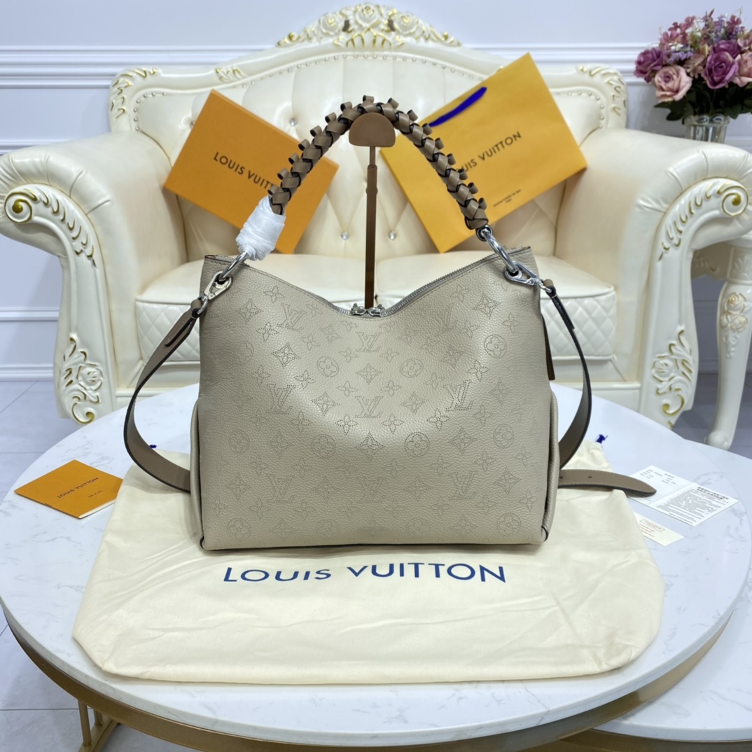 Louis Vuitton BEAUBOURG HOBO MM Mahina Handbag M56084 Galet Gray